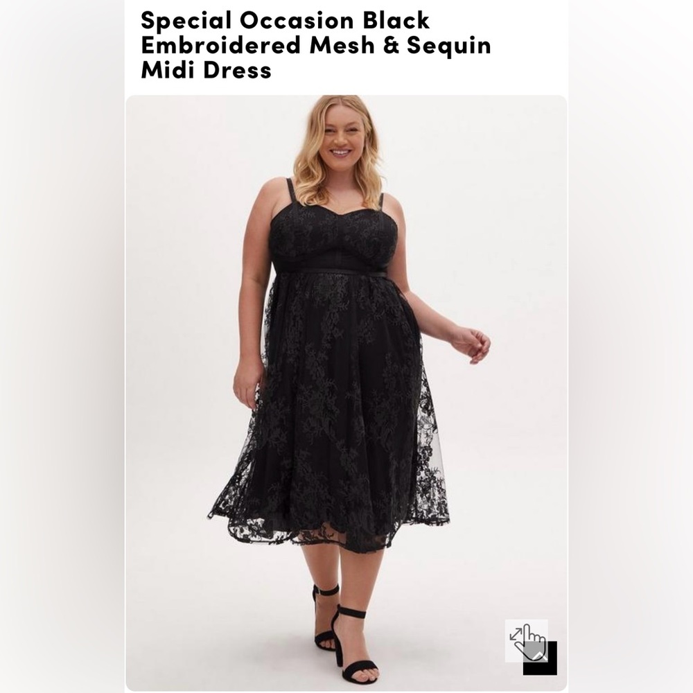 Torrid Special Occasion Black Embroidered Mesh & Sequin Midi Dress
